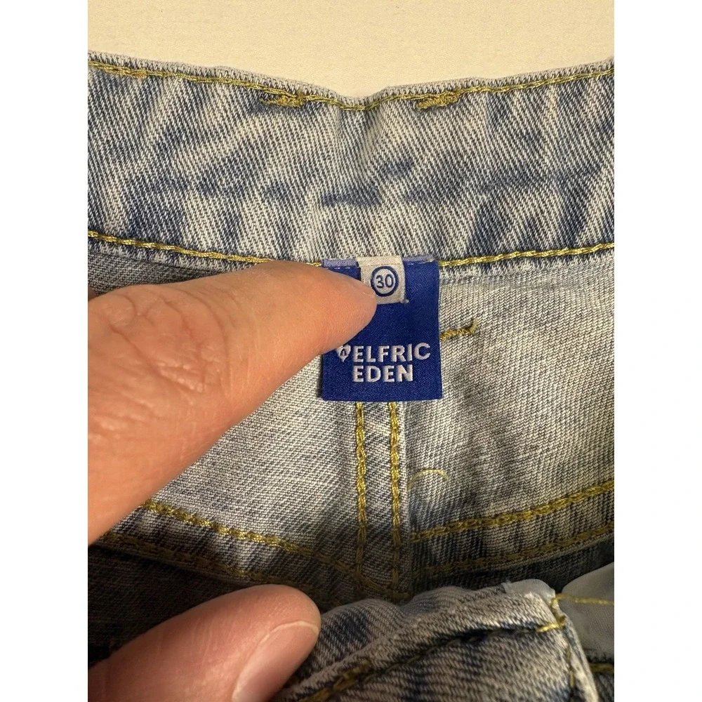 Aelfric Eden Baggy Denim Jorts Size 30 Light Wash Pleated Streetwear Skater Sho